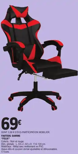 E.Leclerc FAUTEUIL GAMING "FELIX" offre