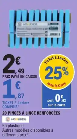 E.Leclerc HOMESIDE Pinces à linge renforcées offre
