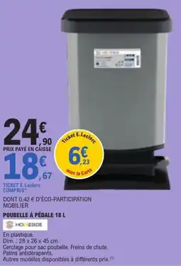 E.Leclerc HOMESIDE Poubelle à pédale offre