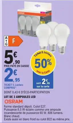 E.Leclerc Osram lot de 3 ampoules led offre