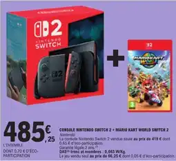 E.Leclerc Nintendo CONSOLE NINTENDO SWITCH 2 + MARIO KART WORLD SWITCH 2 offre