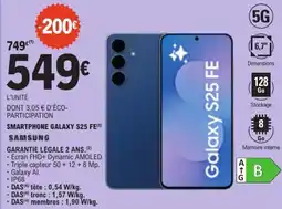 E.Leclerc SAMSUNG SMARTPHONE GALAXY S25 FE offre