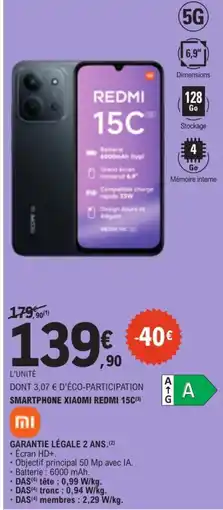E.Leclerc Xiaomi redmi smartphone 15C offre