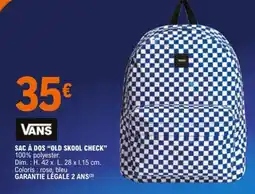 E.Leclerc Sport VANS SAC À DOS "OLD SKOOL CHECK" offre