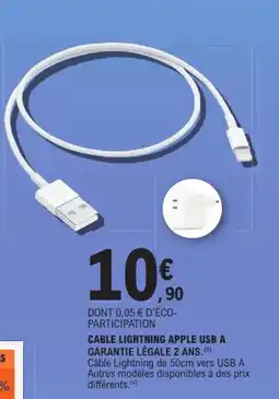 E.Leclerc Espace Culturel Apple Cable Lightning USB A offre