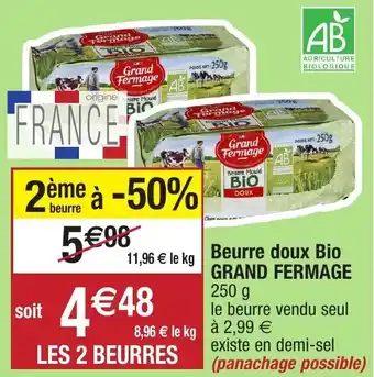 Migros Beurre doux bio GRAND FERMAGE offre
