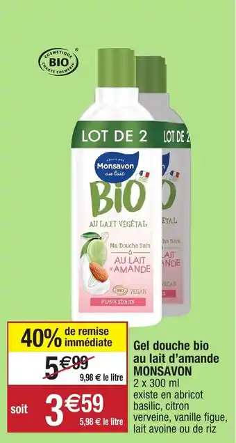 Migros Gel douche bio au lait d'amande MONSAVON offre