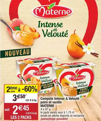 Migros Compote intense & velouté poire et vanille MATERNE offre