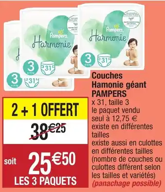 Migros Couches hamonie géant PAMPERS offre