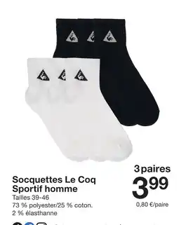 Zeeman Le coq sportif socquettes homme offre