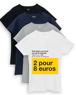 Zeeman Tee-shirt col rond ou col v homme offre