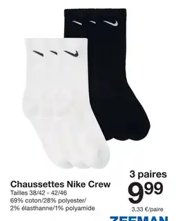 Zeeman Nike chaussettes crew offre