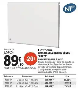E.Leclerc Brico Bestherm - radiateur à inertie sèche freya offre