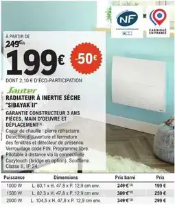 E.Leclerc Brico Radiateur à inertie sèche sibayak ii offre