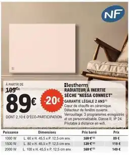 E.Leclerc Brico Bestherm - radiateur a inertie sèche nessa connect offre