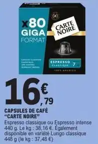 E.Leclerc Express Carte noire - capsules de café offre