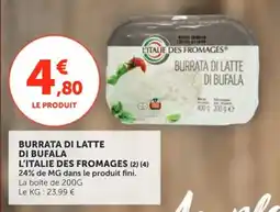 Utile L'ITALIE DES FROMAGES BURRATA DI LATTE DI BUFALA offre