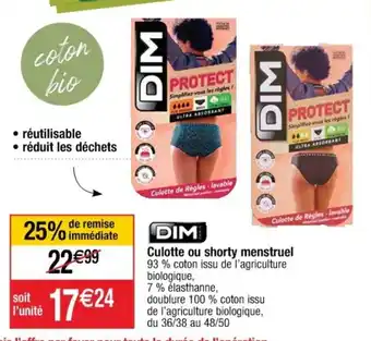 Cora x Carrefour Culotte ou shorty menstruel offre