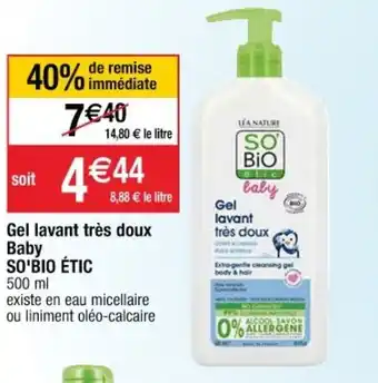 Cora x Carrefour Gel lavant très doux Baby So'Bio Étic offre