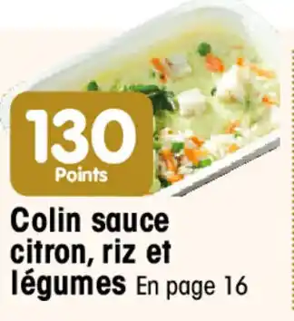 Colin sauce citron, riz et légumes