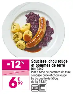 Croque Gel Saucisse, chou rouge et pommes de terre offre