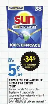E.Leclerc Sun - capsules lave-vaisselle 4-en-1 pro expert offre