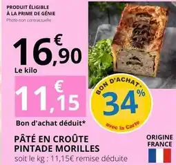 E.Leclerc Prime - pâté en croûte pintade morilles offre