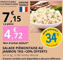E.Leclerc Prime - salade piémontaise au jambon 1kg +20% offerts offre