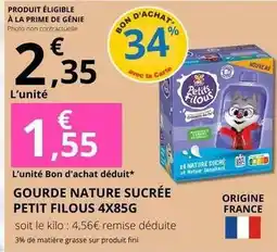 E.Leclerc Prime - gourde nature sucrée petit filous 4x85g offre