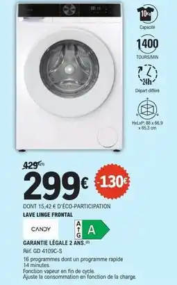 E.Leclerc Candy - lave linge frontal offre