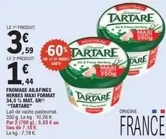 E.Leclerc Tartare - fromage ail & fines herbes maxi format offre