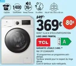 E.Leclerc Tcl - lave linge frontal offre