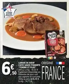 E.Leclerc Colombo - langue de boeuf cuite sauce piquante tende et plus offre
