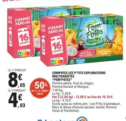 E.Leclerc Pom'potes - compotes les p'tits explorateurs multivariétés offre