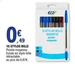 E.Leclerc 10 stylos bille offre
