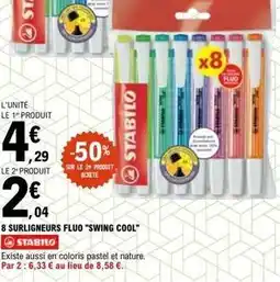 E.Leclerc Stabilo - 8 surligneurs fluo swing cool offre