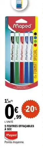 E.Leclerc Maped - 5 feutres effaçables à sec offre