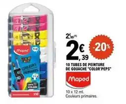 E.Leclerc Maped - 10 tubes de peinture de gouache color' peps offre