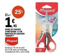 E.Leclerc Maped - paire de ciseaux symétique 13 cm droitier ou gaucher sensoft offre