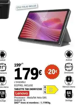 E.Leclerc Lenovo - ensemble ecotrel incluse tablette tab zaoh0235e offre