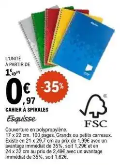 E.Leclerc Esquisse - cahier à spirales offre