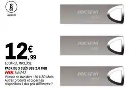 E.Leclerc Pack de 3 clés usb 2.0 86gb offre