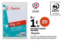 E.Leclerc Esquisse - 300 feuilles simples perforées offre