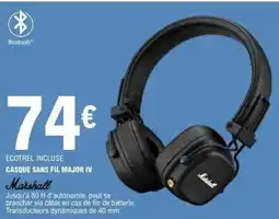 E.Leclerc Marshall - casque sans fil major iv offre