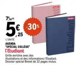 E.Leclerc Pagès - agenda spécial collège offre