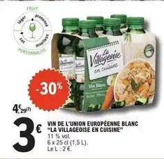 E.Leclerc La villageoise - vin de l'union européenne blanc offre
