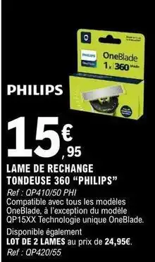 E.Leclerc Philips - lame de recharge tondeuse 360 philips offre