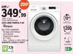 E.Leclerc Whirlpool - lave-linge frontal 9 kg offre