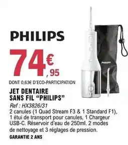 E.Leclerc Philips - jet dentaire sans fil shellips offre