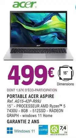 E.Leclerc Acer - portable aspire offre